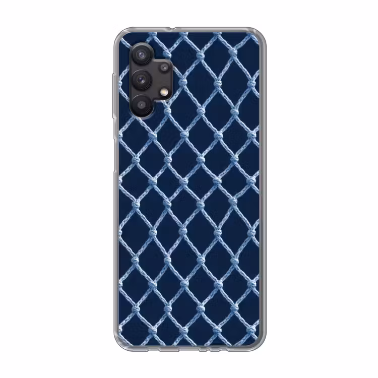 Visnet - Touw - Patroon - Marineblauw Telefoonhoesje Samsung Galaxy A32 5G klein 346 -3d
