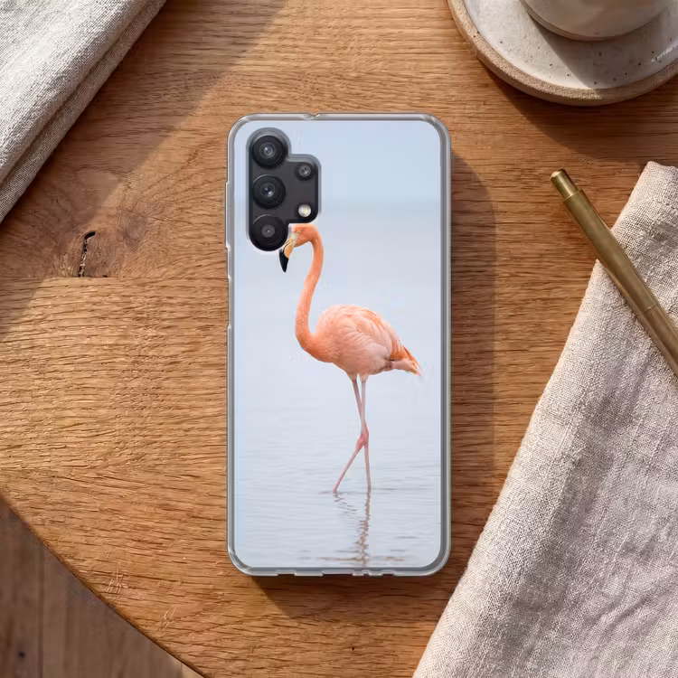 Flamingo - Zee - Roze Telefoonhoesje Samsung Galaxy A32 5G klein -sfeer1