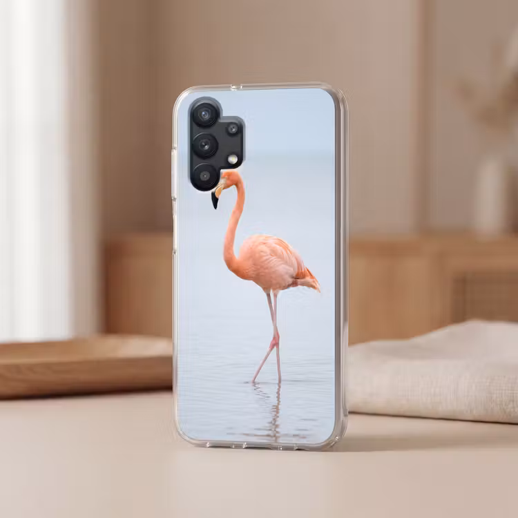 Flamingo - Zee - Roze Telefoonhoesje Samsung Galaxy A32 5G klein -sfeer2