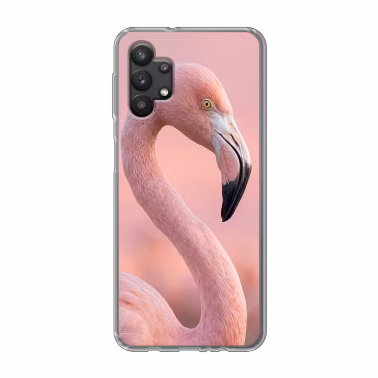 Flamingo - Portret - Roze Telefoonhoesje Samsung Galaxy A32 5G klein -3d