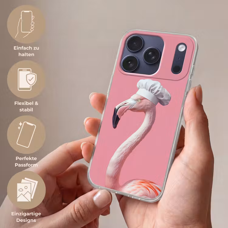 Flamingo - Roze - Koksmuts - Vogel Telefoonhoesje iPhone 17 Pro klein -sfeer3_DE