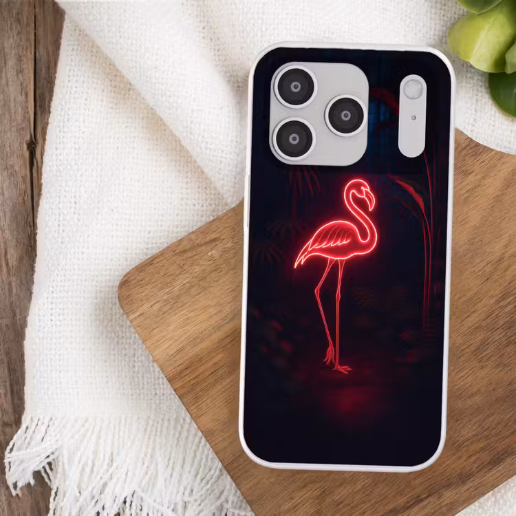 Flamingo - Roze - Neon - Licht Telefoonhoesje iPhone 17 Pro klein -sfeer1