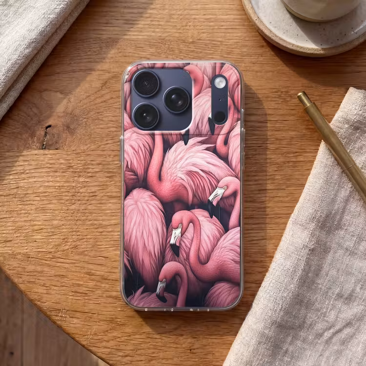 Flamingo - Roze - Dieren Telefoonhoesje iPhone 17 Pro klein -sfeer1