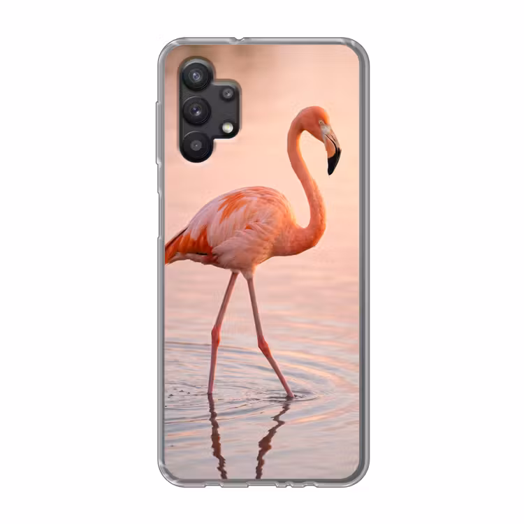 Flamingo - Water - Roze Telefoonhoesje Samsung Galaxy A32 5G klein -3d