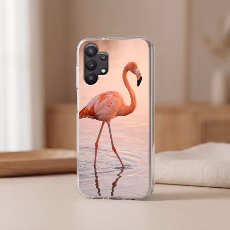 Flamingo - Water - Roze Telefoonhoesje Samsung Galaxy A32 5G klein -sfeer2