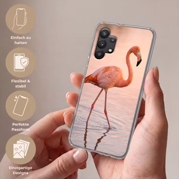 Flamingo - Water - Roze Telefoonhoesje Samsung Galaxy A32 5G klein -sfeer3_DE