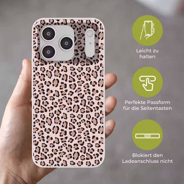 Vlekken - Beige - Luipaard Telefoonhoesje iPhone 17 Pro klein 878 -sfeer3_DE