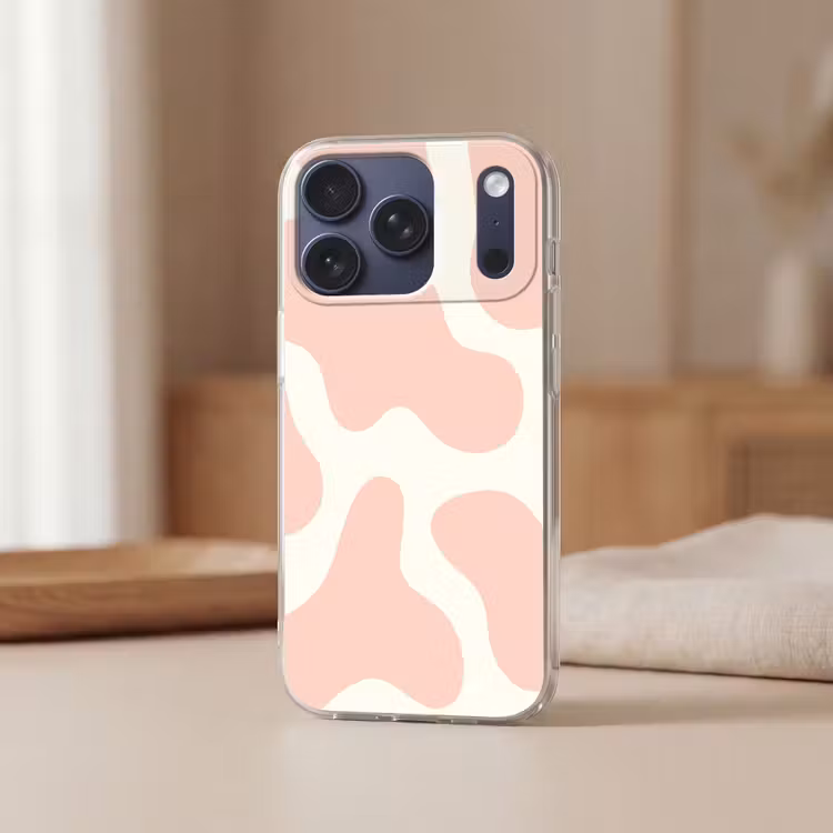Vlekken - Wit - Roze - Patronen - Minimalistisch Telefoonhoesje iPhone 17 Pro klein -sfeer2