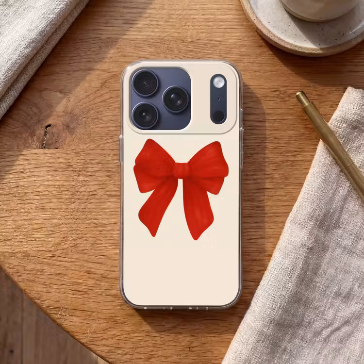 Strik - Symmetrisch - Rood - Lint Telefoonhoesje iPhone 17 Pro klein -sfeer1