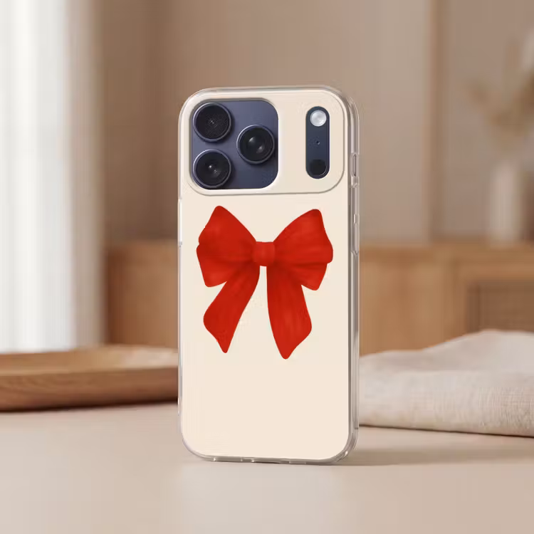 Strik - Symmetrisch - Rood - Lint Telefoonhoesje iPhone 17 Pro klein -sfeer2