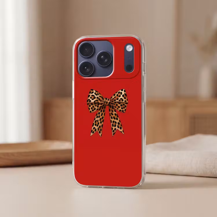 Strik - Sierlijk - Panter - Rood Telefoonhoesje iPhone 17 Pro klein -sfeer2