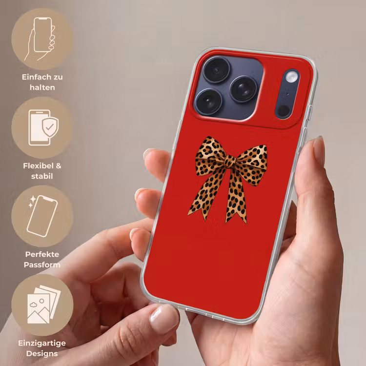 Strik - Sierlijk - Panter - Rood Telefoonhoesje iPhone 17 Pro klein -sfeer3_DE