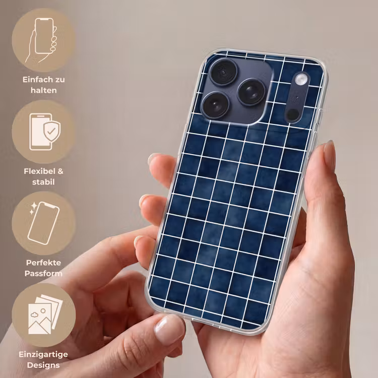 Tegel - Modern - Blauw Telefoonhoesje iPhone 17 Pro klein 878 -sfeer3_DE