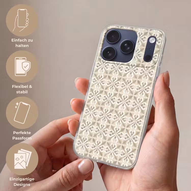 Tegel - Motief - Beige Telefoonhoesje iPhone 17 Pro klein 878 -sfeer3_DE