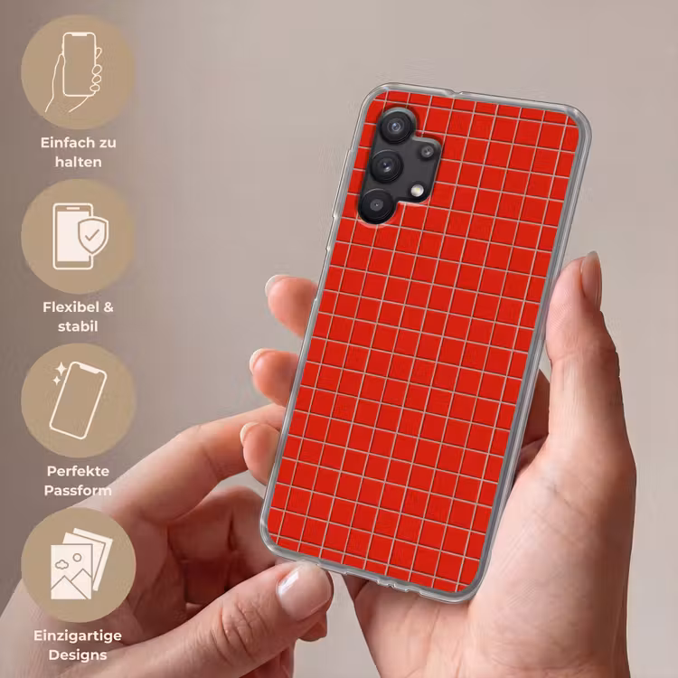 Tegel - Patroon - Kersen - Rood Telefoonhoesje Samsung Galaxy A32 5G klein 346 -sfeer3_DE