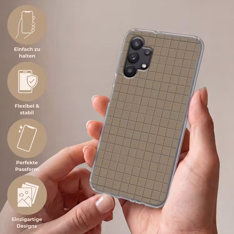 Tegel - Patroon - Taupe Telefoonhoesje Samsung Galaxy A32 5G klein 346 -sfeer3_DE