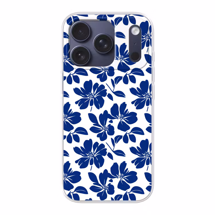 Floraal - Modern - Blauw Telefoonhoesje iPhone 17 Pro klein 878 -3d