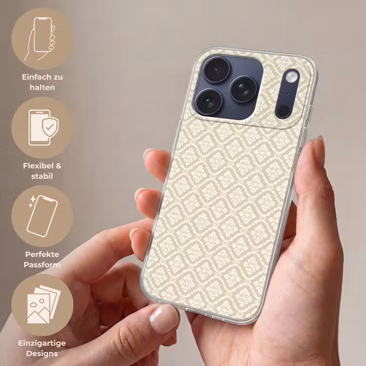 Floraal - Ornament - Beige Telefoonhoesje iPhone 17 Pro klein 878 -sfeer3_DE