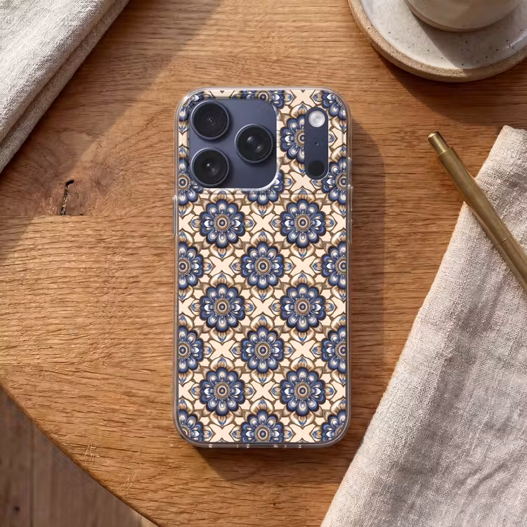 Floraal - Ornament - Blauw Telefoonhoesje iPhone 17 Pro klein 878 -sfeer1