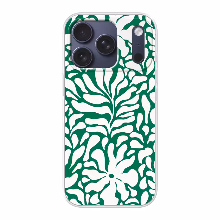 Bloemen patroon - Groen - Wit - Print Telefoonhoesje iPhone 17 Pro klein -3d