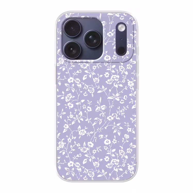 Bloemenpatroon - Paars - Wit - Bloemen Telefoonhoesje iPhone 17 Pro klein -3d
