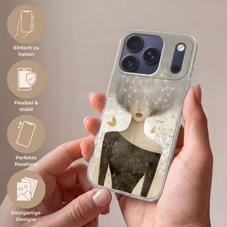 Pluis - Vrouw - Beige Telefoonhoesje iPhone 17 Pro klein -sfeer3_DE