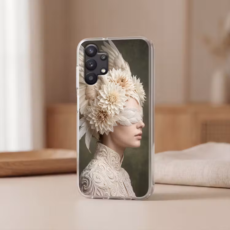 Vleugels - Vrouw - Wit Telefoonhoesje Samsung Galaxy A32 5G klein -sfeer2