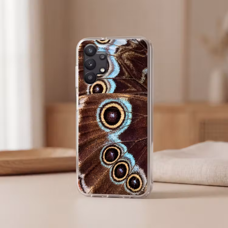 Vleugels - Vlinder - Blauw Telefoonhoesje Samsung Galaxy A32 5G klein -sfeer2