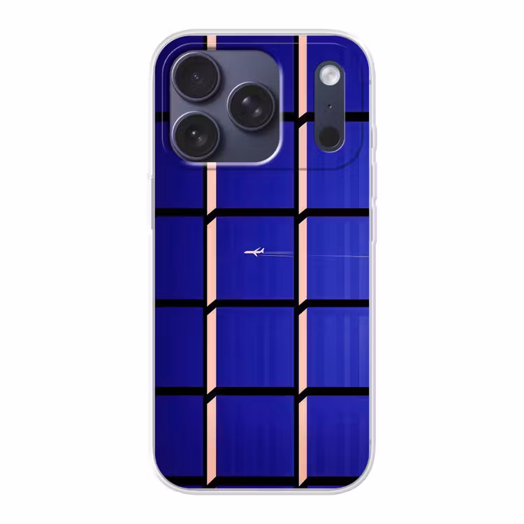 Vliegtuig - Ruiten - Blauw - Rechthoekig Telefoonhoesje iPhone 17 Pro klein -3d