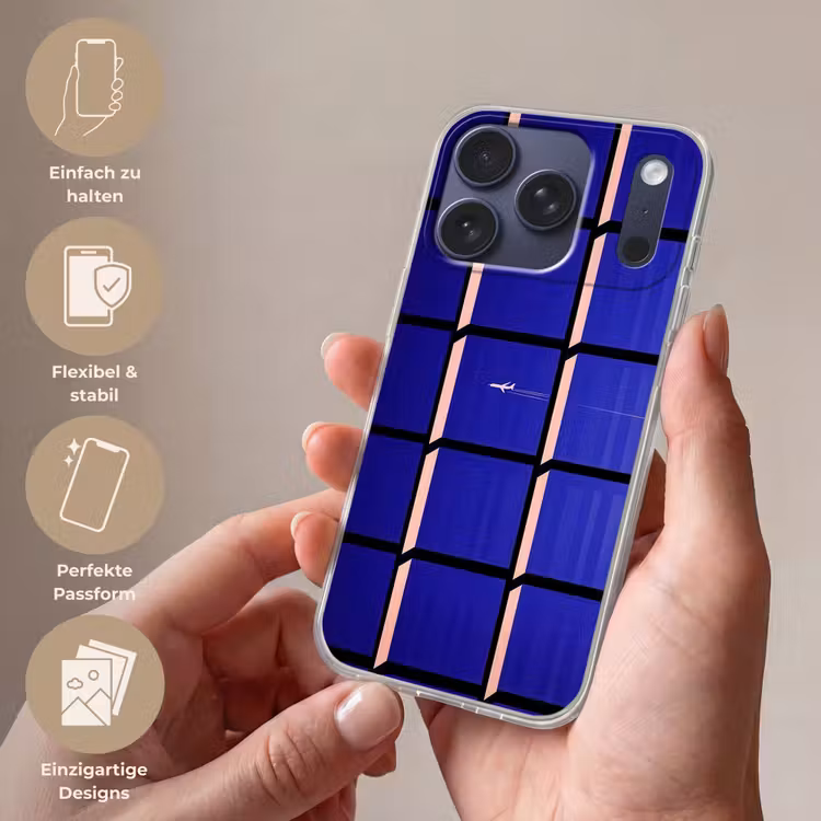 Vliegtuig - Ruiten - Blauw - Rechthoekig Telefoonhoesje iPhone 17 Pro klein -sfeer3_DE