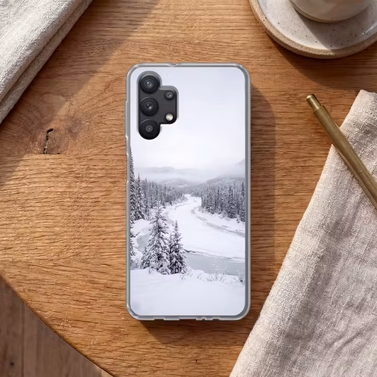 Rivier - Bevroren - Landschap - Winter Telefoonhoesje Samsung Galaxy A32 5G klein -sfeer1