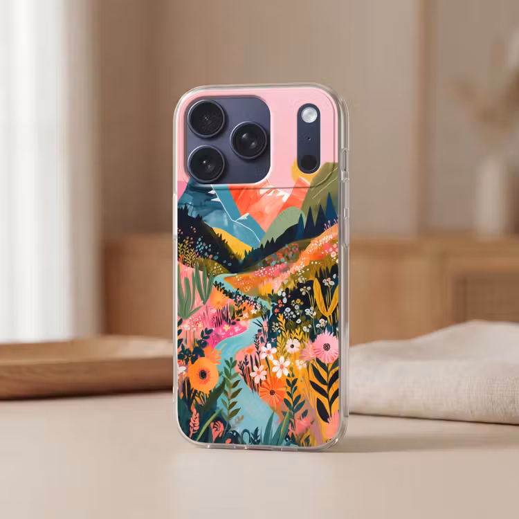 Rivier - Diepte - Bloemen Telefoonhoesje iPhone 17 Pro klein -sfeer2
