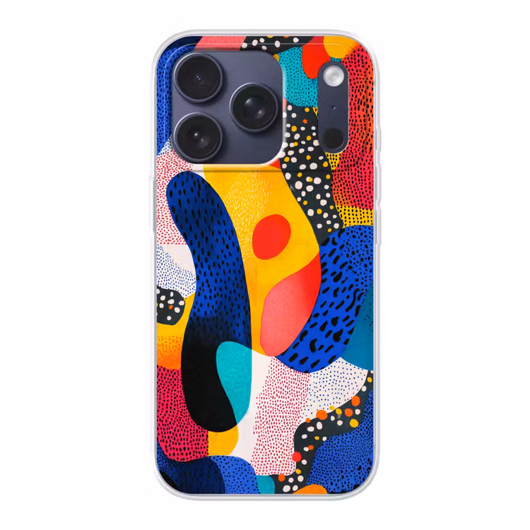 Vormen - Abstract - Stippels - Blauw Telefoonhoesje iPhone 17 Pro klein -3d