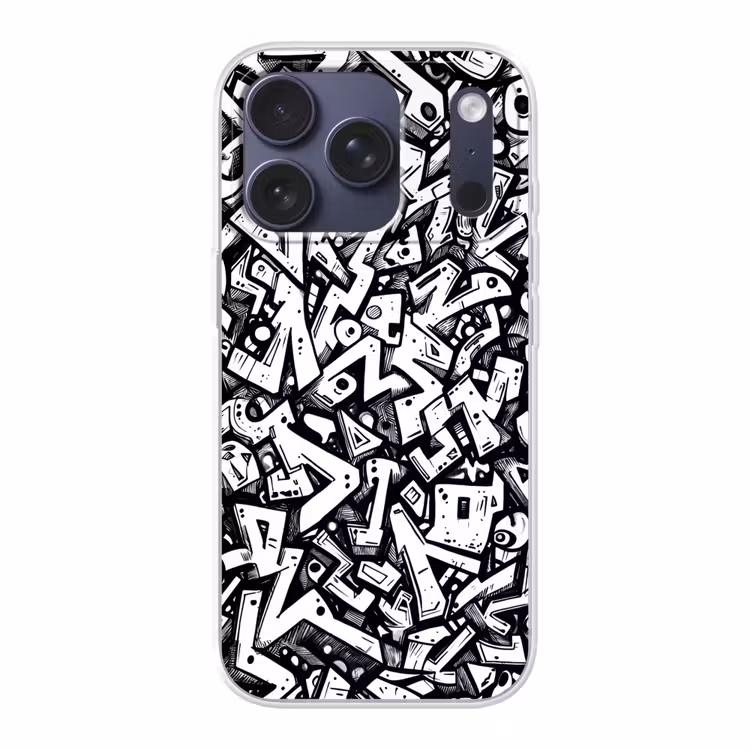 Vormen - Letters - Graffiti - Zwart Telefoonhoesje iPhone 17 Pro klein -3d