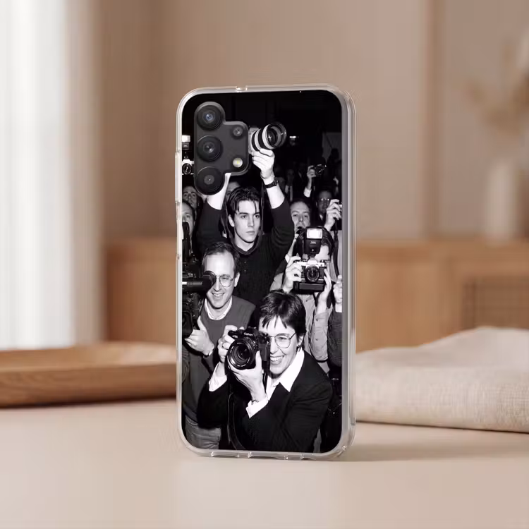 Fotografen - Menigte - Flitsers - Journalistiek Telefoonhoesje Samsung Galaxy A32 5G klein -sfeer2