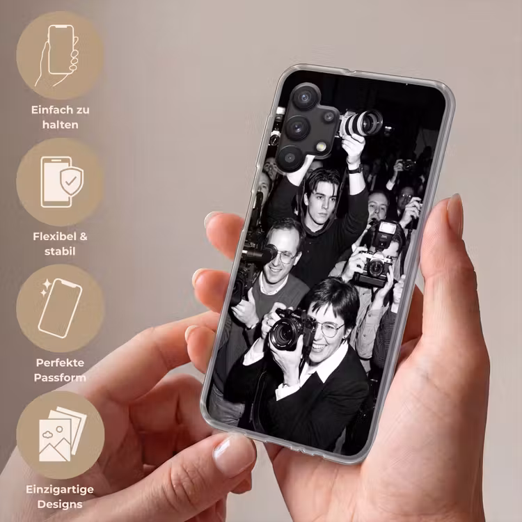 Fotografen - Menigte - Flitsers - Journalistiek Telefoonhoesje Samsung Galaxy A32 5G klein -sfeer3_DE