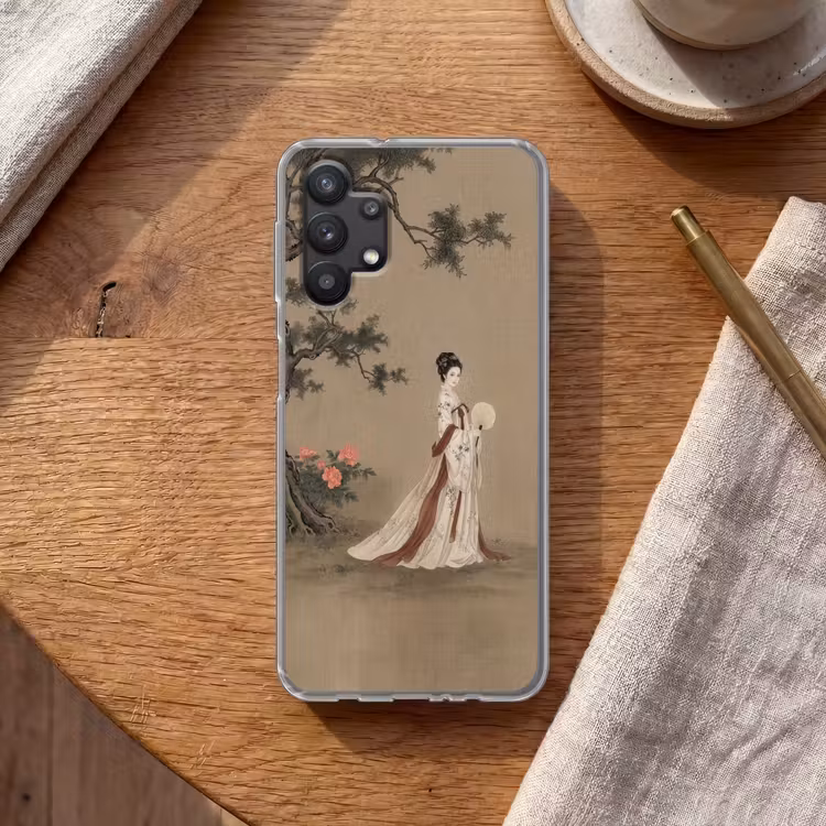 Vrouw - Azië - Kunst - Beige Telefoonhoesje Samsung Galaxy A32 5G klein -sfeer1