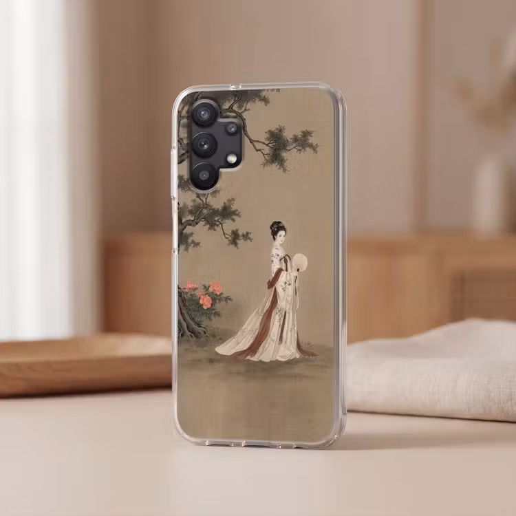 Vrouw - Azië - Kunst - Beige Telefoonhoesje Samsung Galaxy A32 5G klein -sfeer2