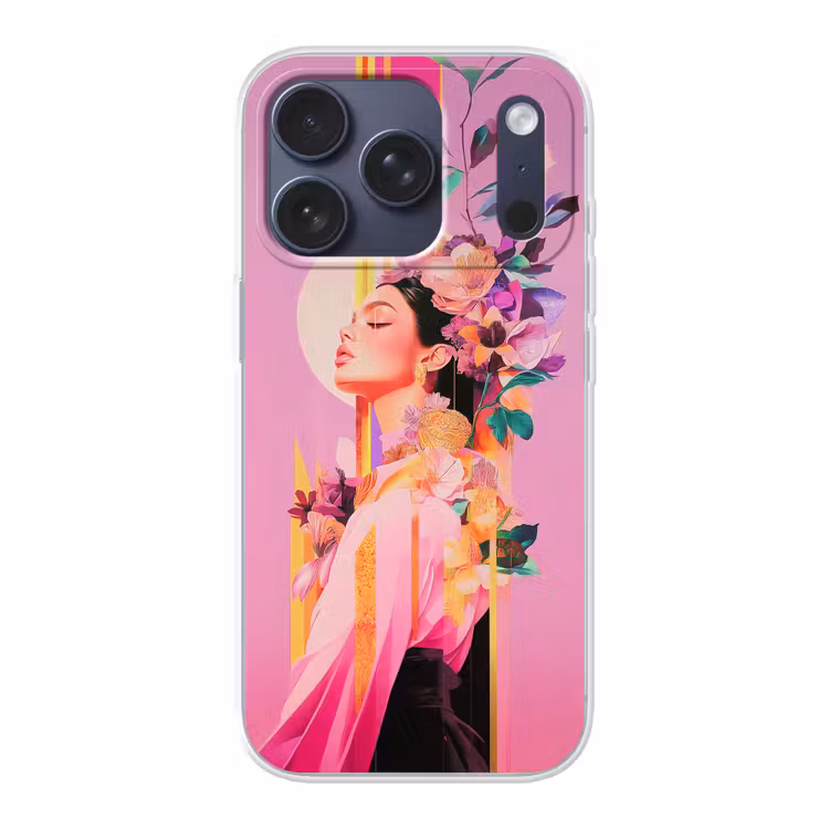 Vrouw - Bloemen - Paars - Abstract Telefoonhoesje iPhone 17 Pro klein -3d