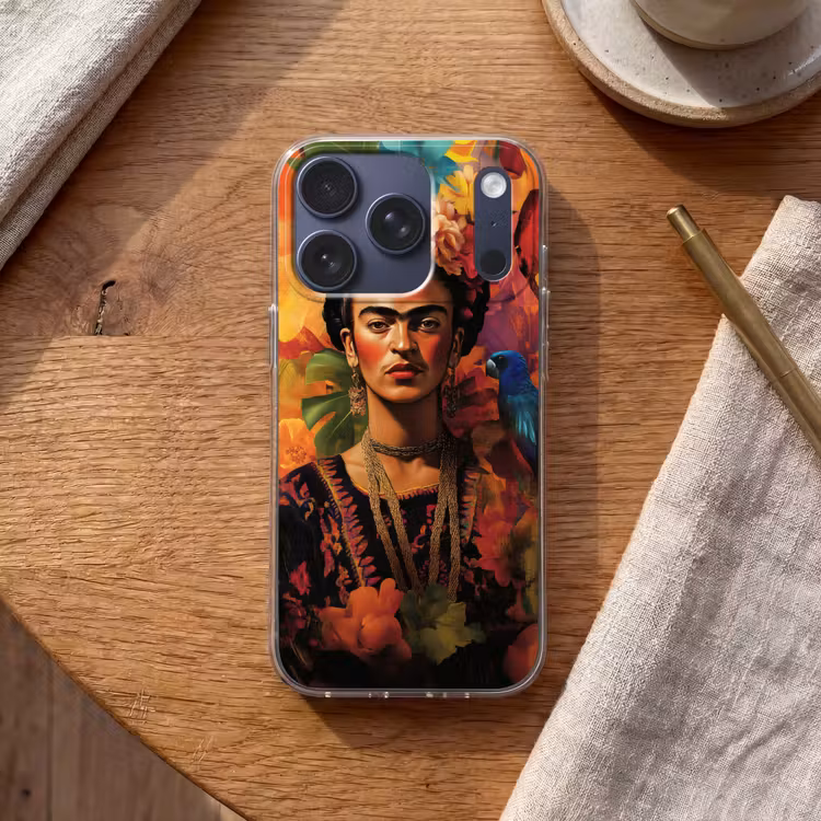 Vrouw - Bloemen - Papegaai - Schilderachtig Telefoonhoesje iPhone 17 Pro klein -sfeer1