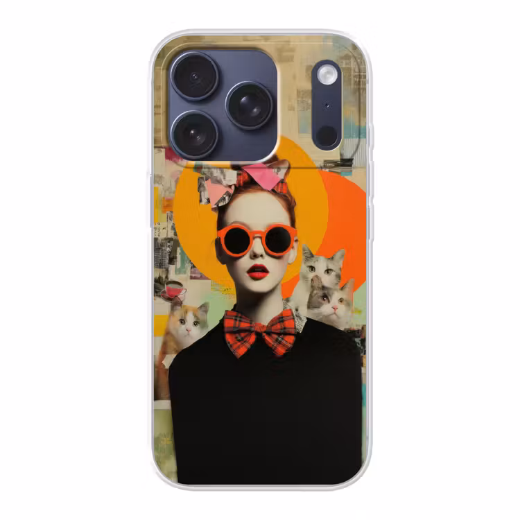 Vrouw - Bril - Strik - Retro Telefoonhoesje iPhone 17 Pro klein -3d