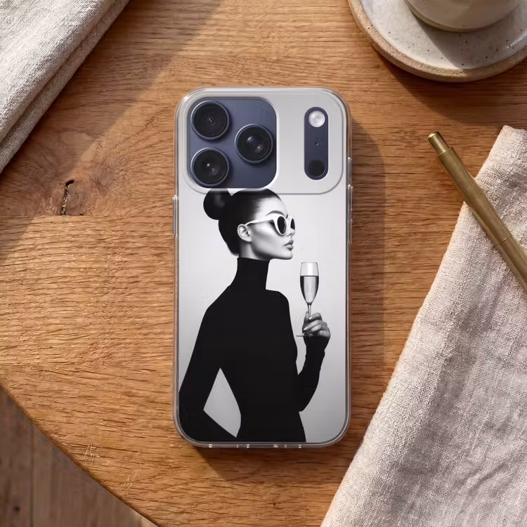 Vrouw - Champagne - Modern Telefoonhoesje iPhone 17 Pro klein -sfeer1