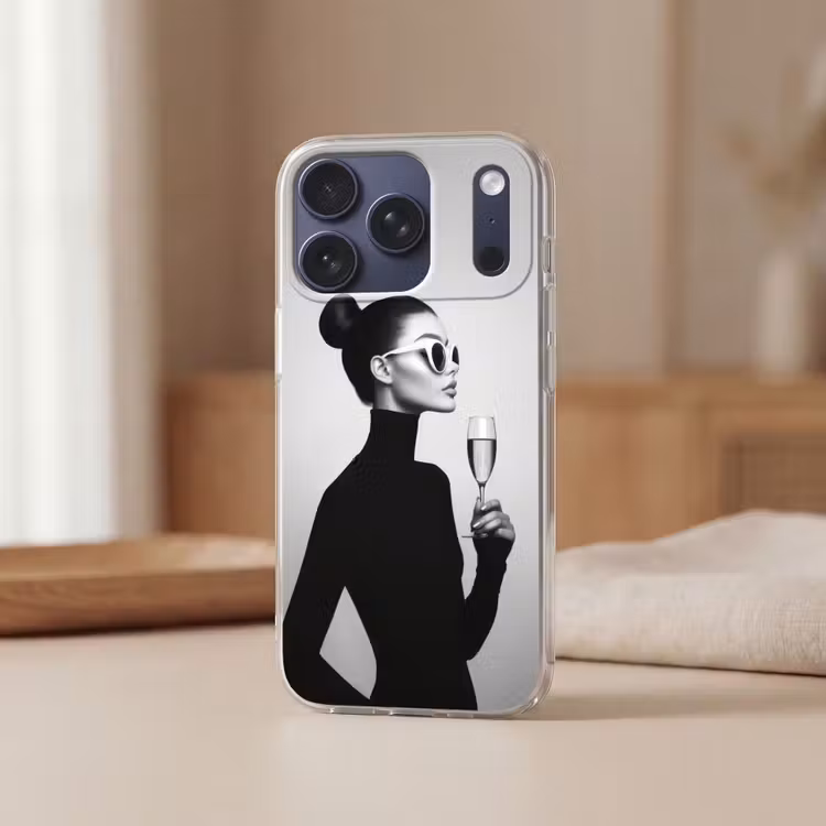 Vrouw - Champagne - Modern Telefoonhoesje iPhone 17 Pro klein -sfeer2