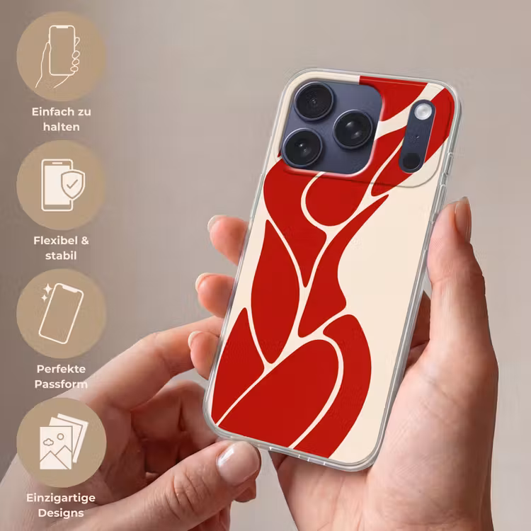 Vrouw - Figuur - Abstract - Modern - Rood Telefoonhoesje iPhone 17 Pro klein -sfeer3_DE