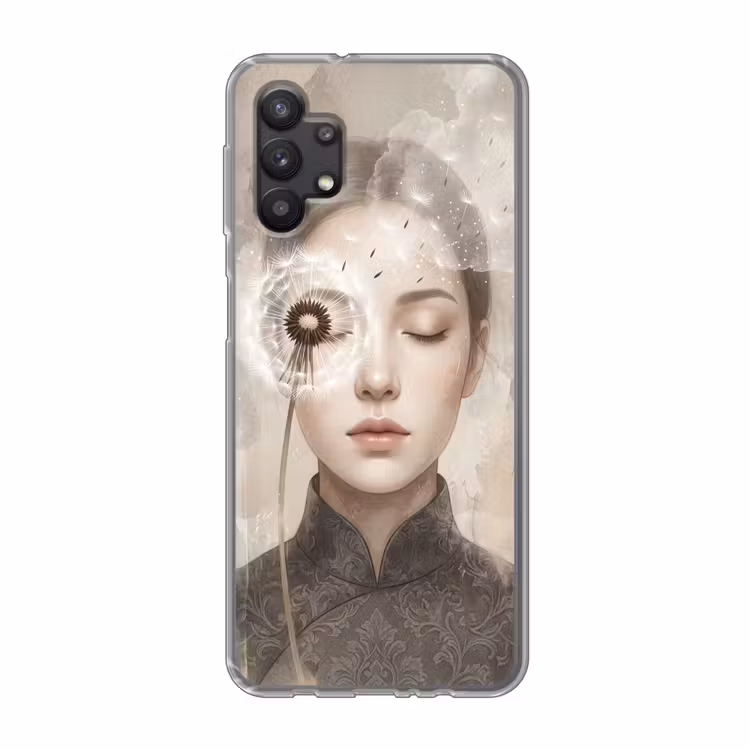 Vrouw - Sereen - Grijs Telefoonhoesje Samsung Galaxy A32 5G klein -3d