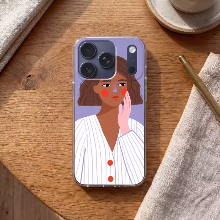 Vrouw - Gezicht - Mensen - Abstract - Kleurrijk Telefoonhoesje iPhone 17 Pro klein -sfeer1