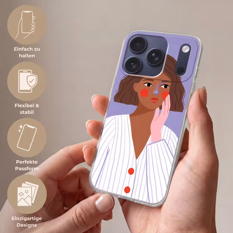 Vrouw - Gezicht - Mensen - Abstract - Kleurrijk Telefoonhoesje iPhone 17 Pro klein -sfeer3_DE