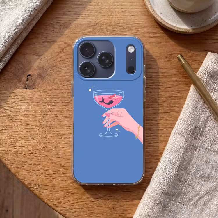 Vrouw - Glas - Abstract - Roze - Blauw Telefoonhoesje iPhone 17 Pro klein -sfeer1