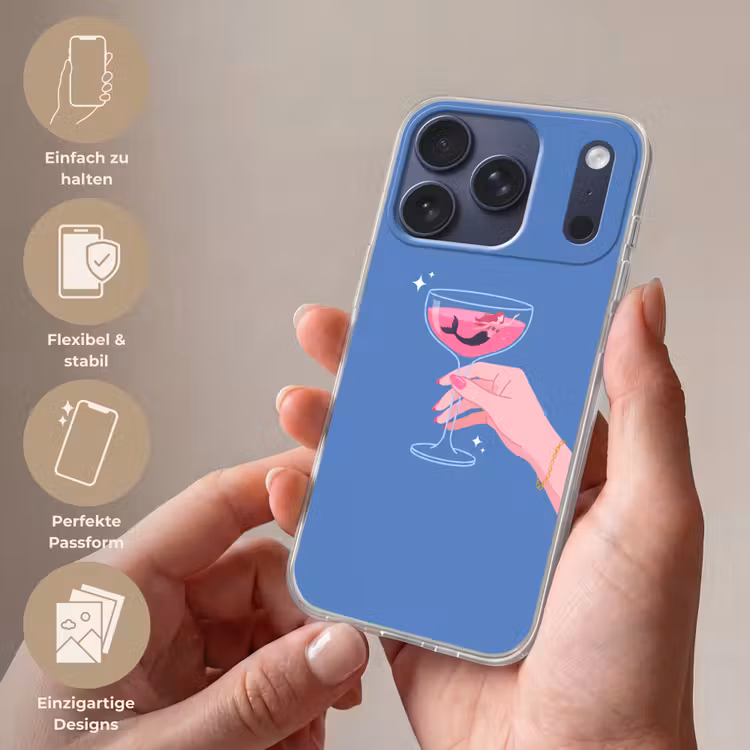 Vrouw - Glas - Abstract - Roze - Blauw Telefoonhoesje iPhone 17 Pro klein -sfeer3_DE