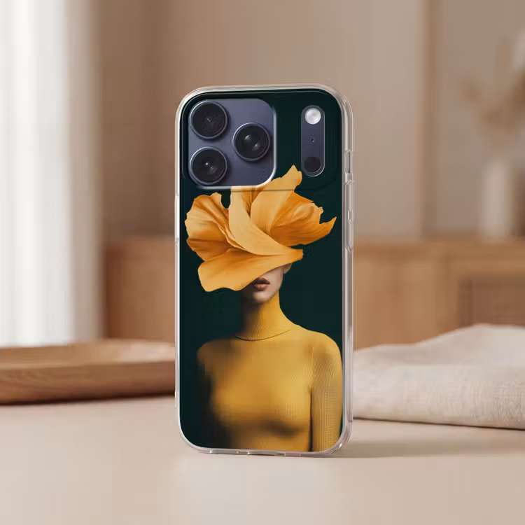 Vrouw - Hoed - Geel Telefoonhoesje iPhone 17 Pro klein -sfeer2